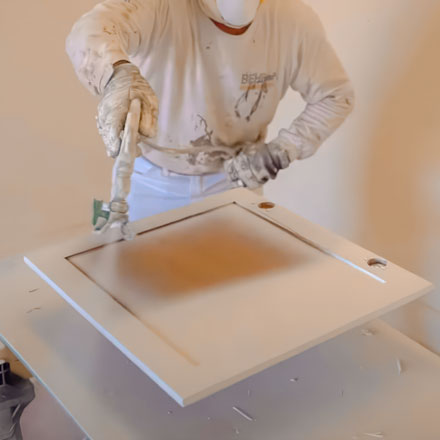 Refinishing and painting cabinets, restoring their perfect look and new life